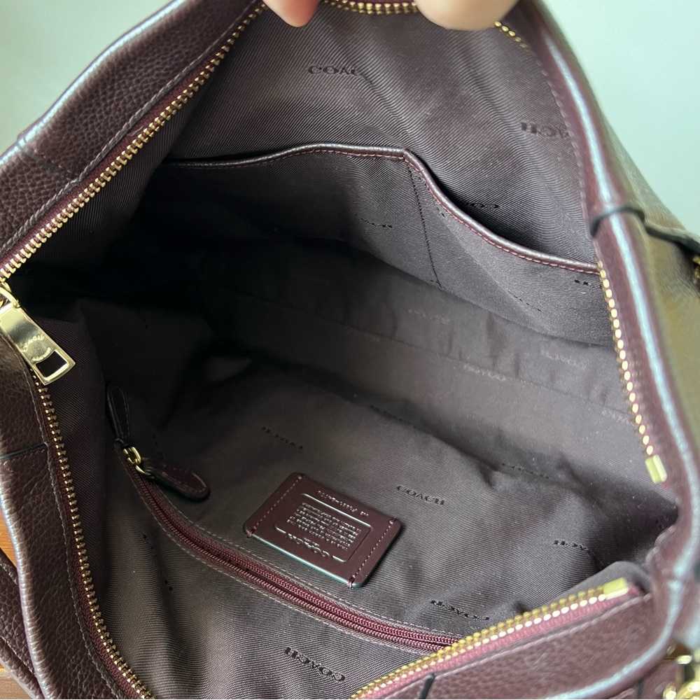 COACH SCOUT Oxblood Pebble Leather Hobo Shoulder Bag - Picture 8 of 13